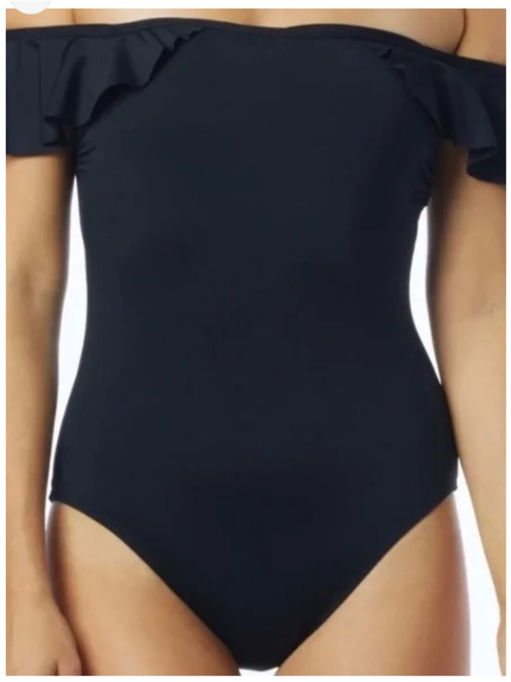 Vince Camuto Off-Shoulder Ruffle One-Piece Swimsuit - Black